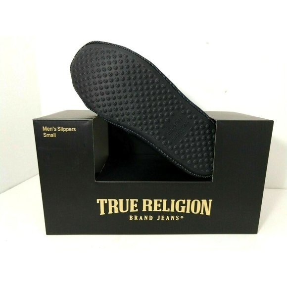 TRUE RELIGION Men's Denim Style Slippers / House Shoes‎ SIZE SMALL (7-8) NIB - Picture 4 of 5